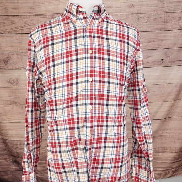 JACHS NEW YORK CLASSIC FIT RED PLAID BUTTON DOWN SHIRT MENS SIZE L LARGE - Picture 3 of 7